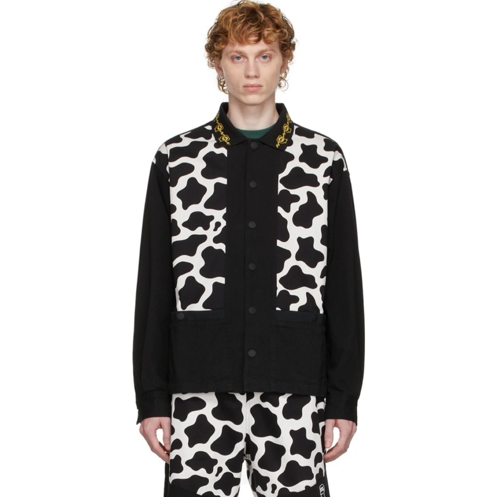 BRAIN DEAD • Black/White Cow Cabana Shirt, L - Picture 2 of 16